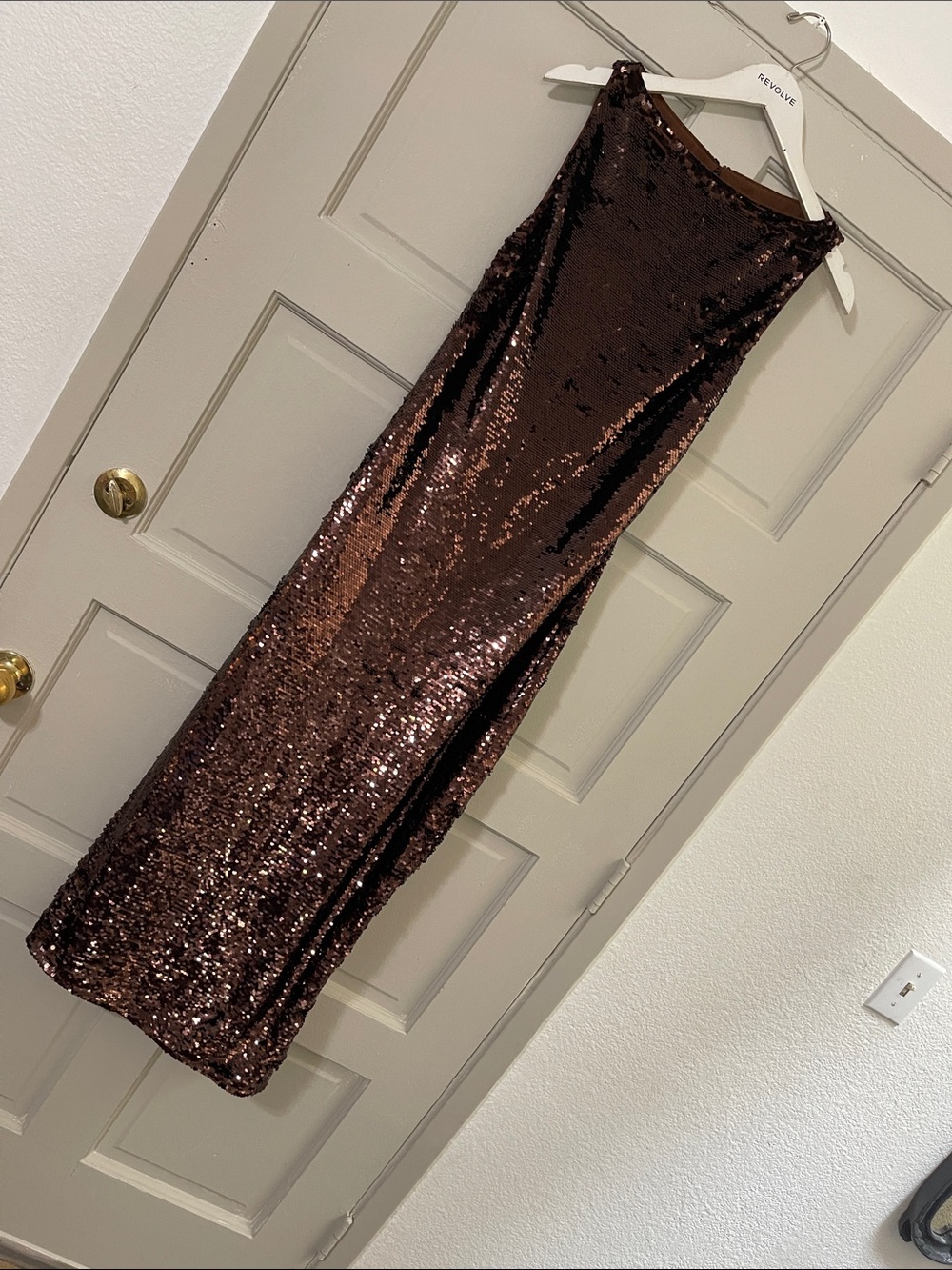 REVOLVE Bronze Sequin Maxi Dress